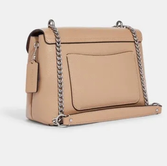 COACH Tammie Shoulder Bag with Floral Whipstitch in Taupe/Silver - Picture 3 of 12